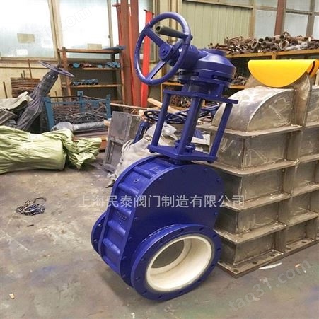 上海民泰Z544TC伞齿轮陶瓷双闸板阀 涡轮陶瓷双闸板出料阀 手动内衬陶瓷阀