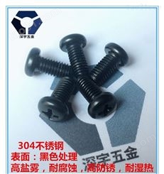 天津黑色不锈钢圆头螺丝现货供应 304黑色螺丝 不锈钢标准