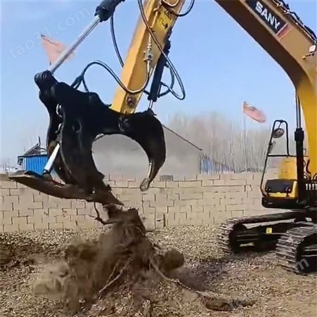 挖掘机改装树墩挖掘器 双油缸驱动的树根挖拔器 动力强劲