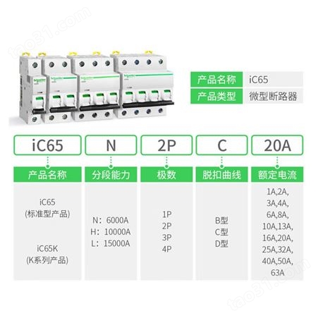 小型断路器 iC65N 1P C2A iC65N 1P C6A 现货 工业自动化